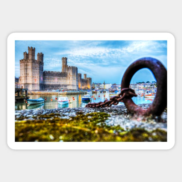 Caernarfon Castle Boat Mooring Sticker by tommysphotos